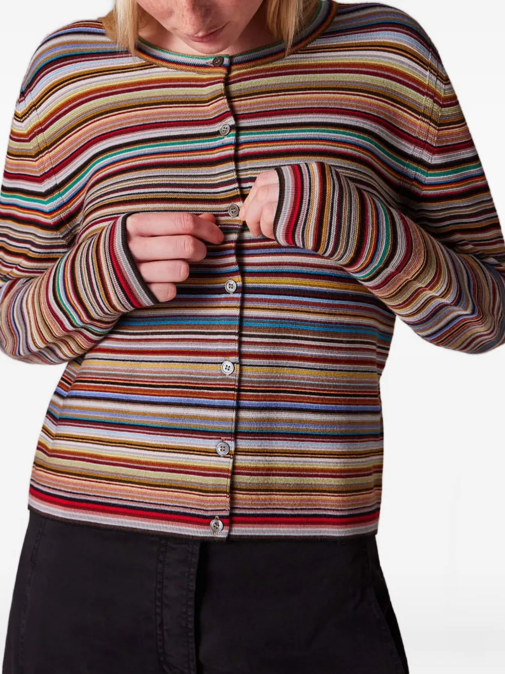 Paul Smith Signature Stripe' Knitted Cardigan in Orange, view 5