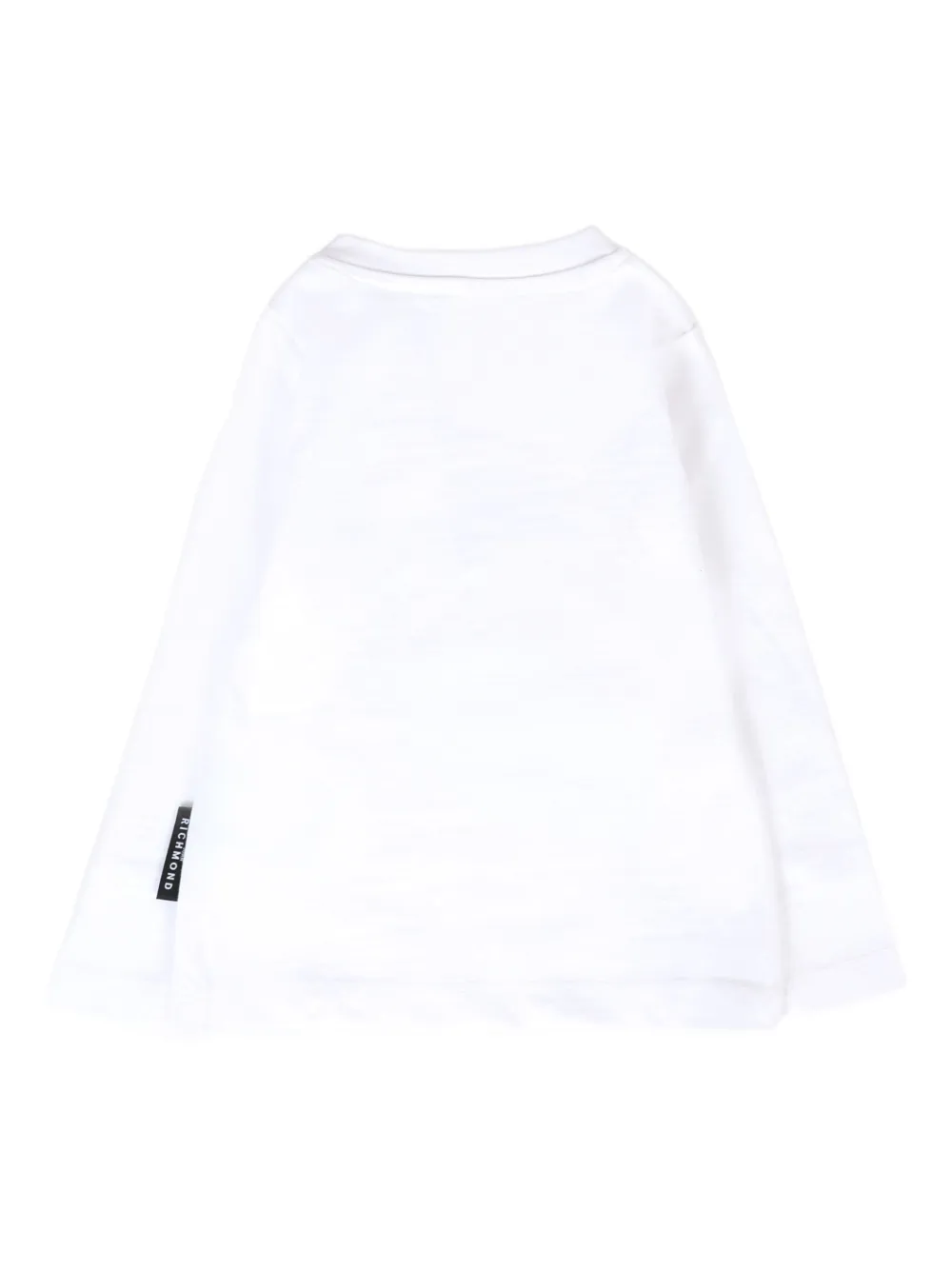 John Richmond Junior T-shirt met kroon van stras en lange mouwen Wit