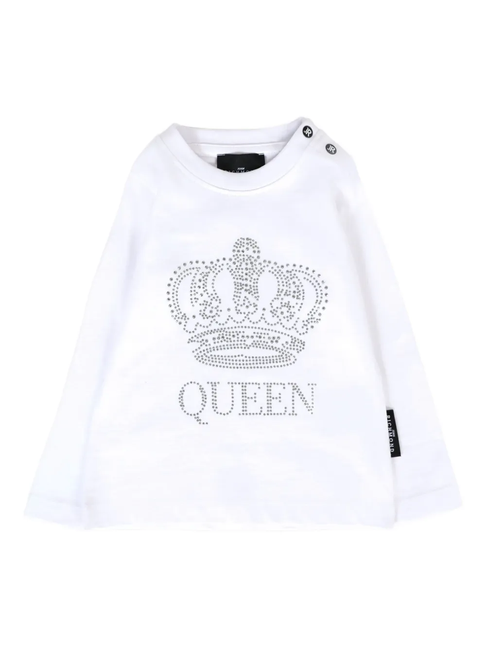 John Richmond Junior rhinestone-crown long-sleeve T-shirt - ホワイト John Richmond Junior rhinestone-crown long-sleeve T-shirt - ホワイト