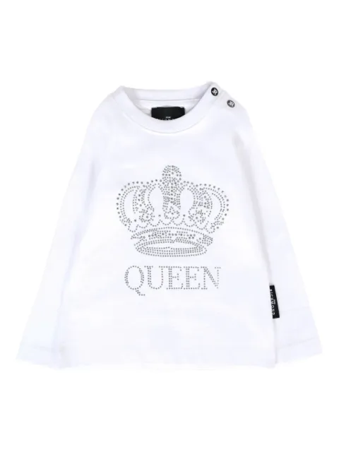 John Richmond Junior rhinestone-crown long-sleeve T-shirt