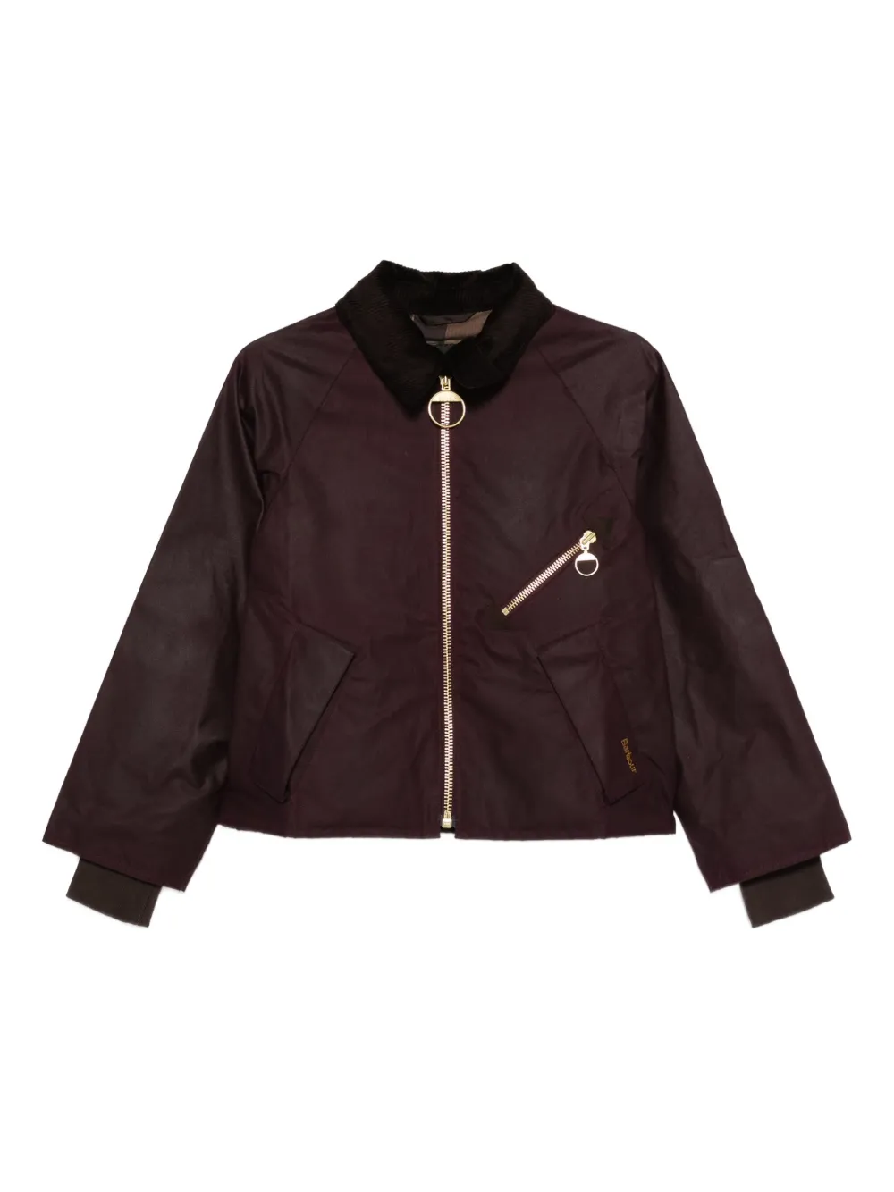 Barbour Corduroy-collar Zip-up Jacket In Purple