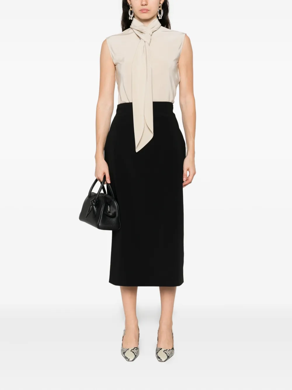 Alberta Ferretti pencil wool-blend skirt Zwart