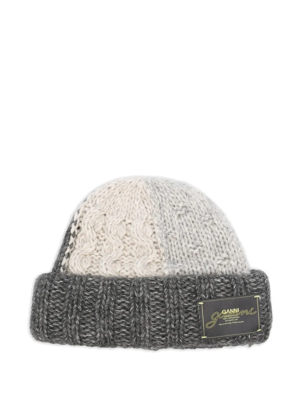 GANNI logo-appliqué beanie Grijs