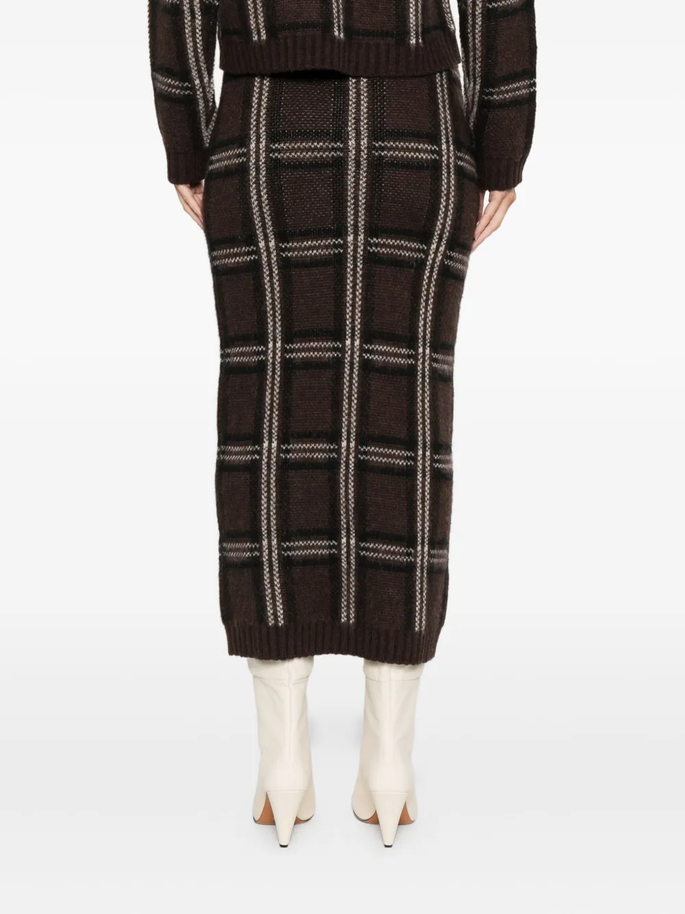 ERMANNO FIRENZE Geruite midi-rok Bruin