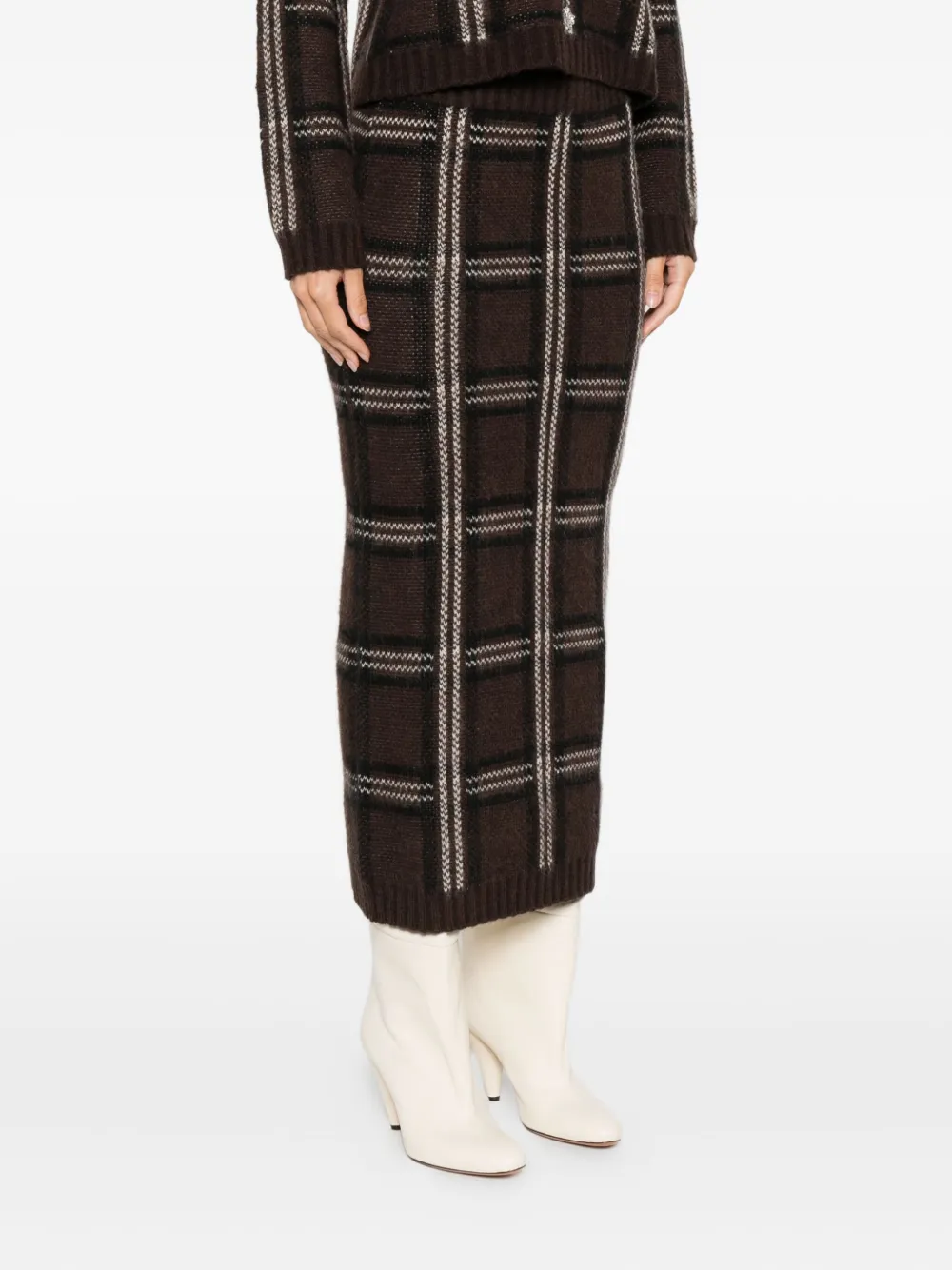 ERMANNO FIRENZE Geruite midi-rok Bruin