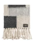 GANNI patchwork fringed scarf - Grey