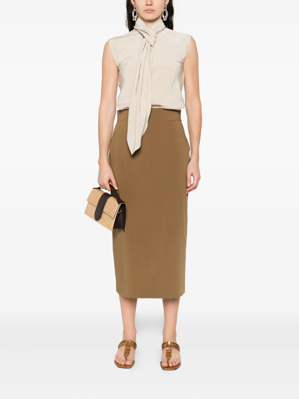 Alberta Ferretti Mouwloze top met gestrikte hals - Beige