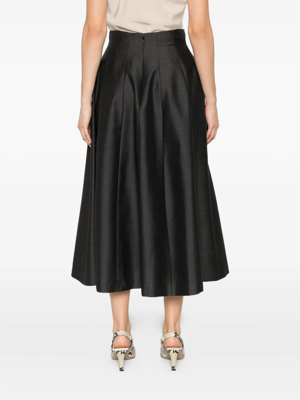 Alberta Ferretti Pleated Midi Skirt In Black