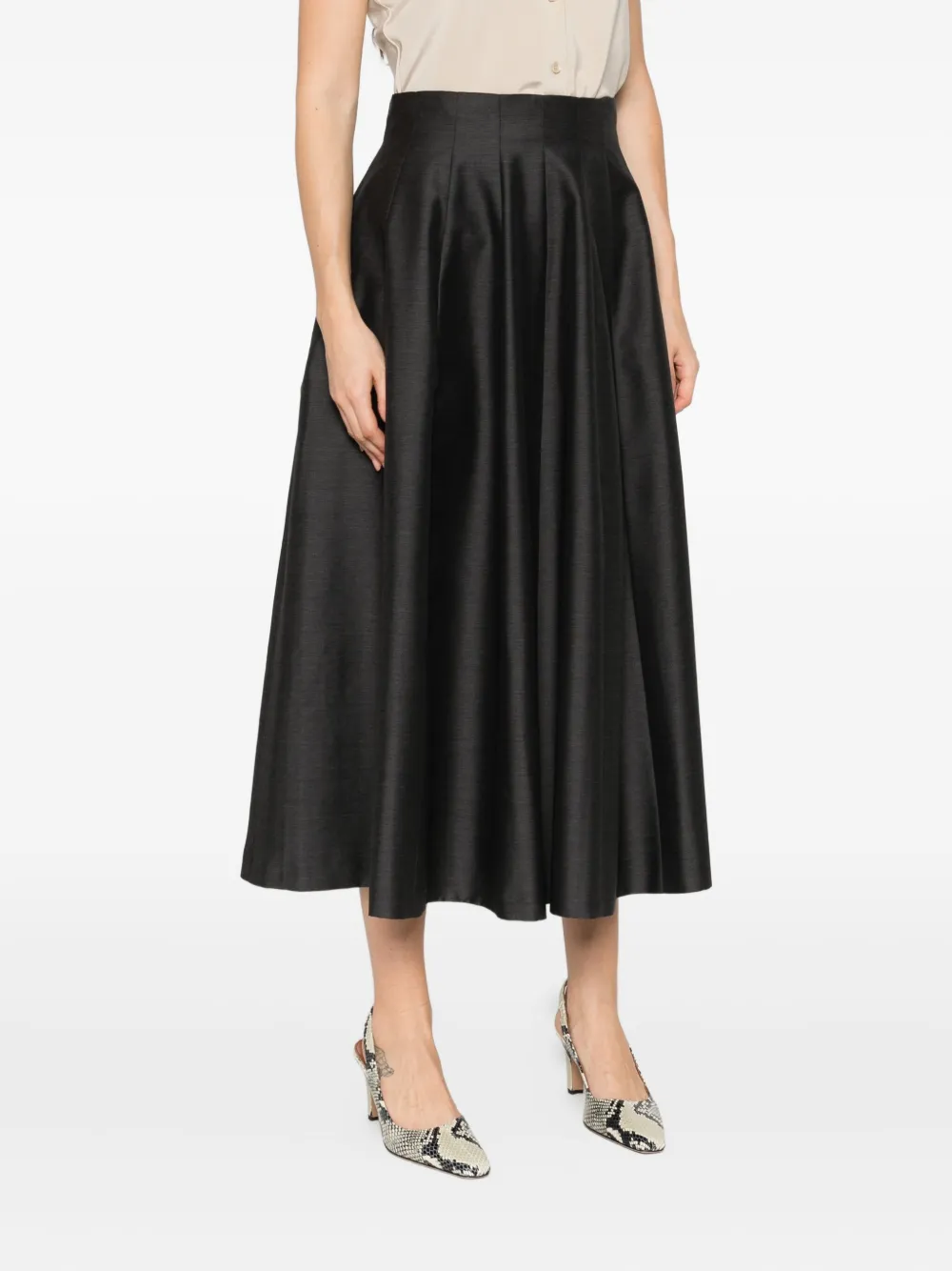 Alberta Ferretti Pleated Midi Skirt In Black