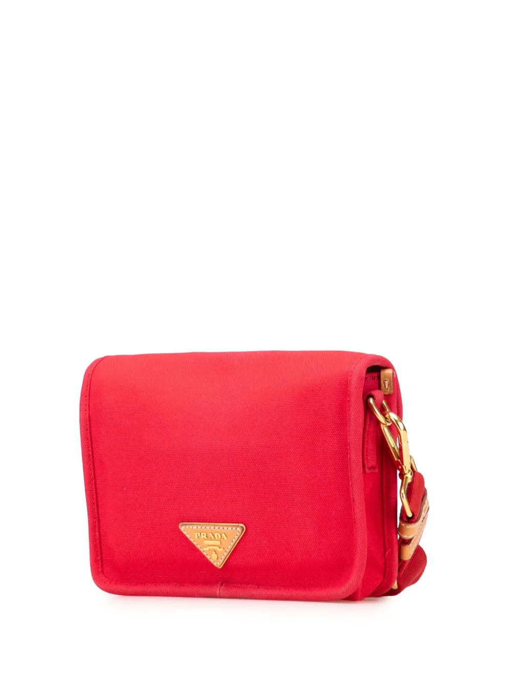 Pre-owned Prada 2013-2025 Canapa Righe Crossbody Bag In Red