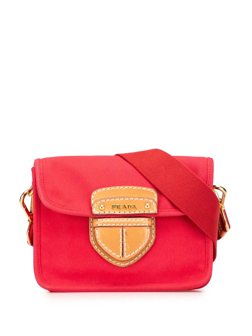 Prada Pre-Owned 2013-2025 Canapa Righe ショルダーバッグ - レッド Prada Pre-Owned 2013-2025 Canapa Righe ショルダーバッグ - レッド