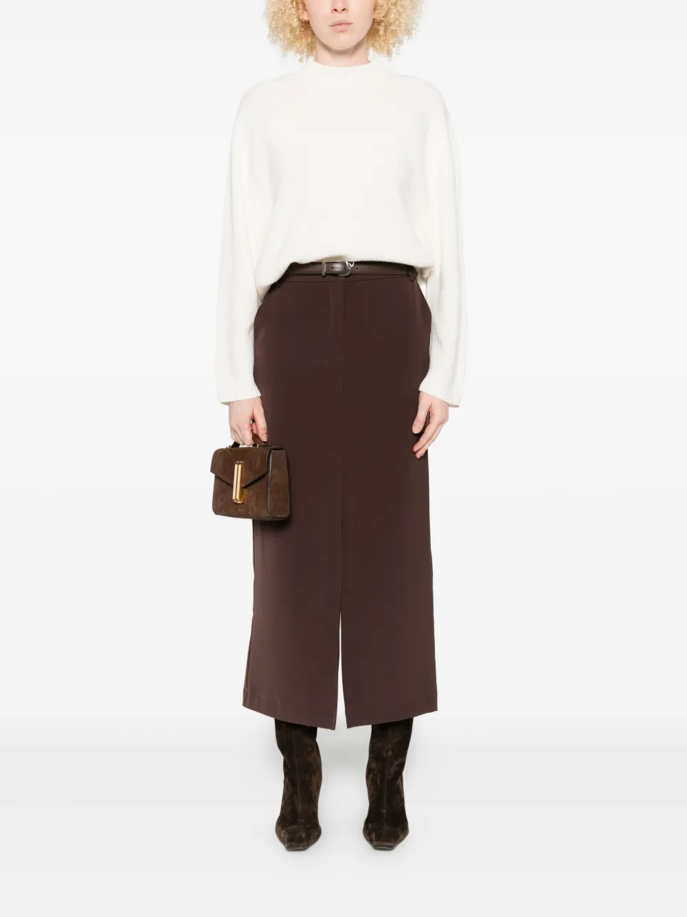 Marella Pencil Midi Skirt In Brown
