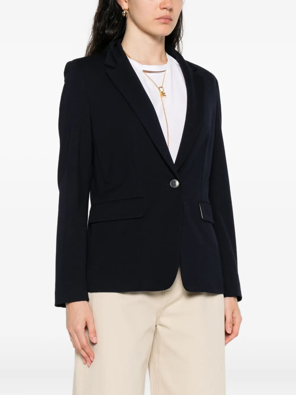 Marella Single-button Notched-lapels Blazer In Blue
