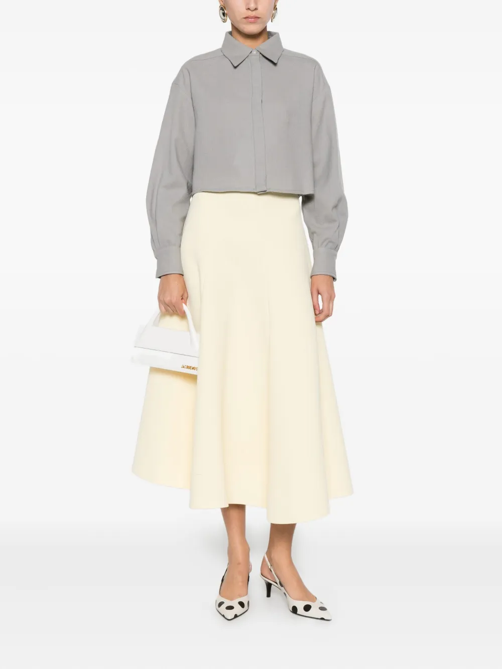 Marella Livia Button-down Cropped Shirt In Gray