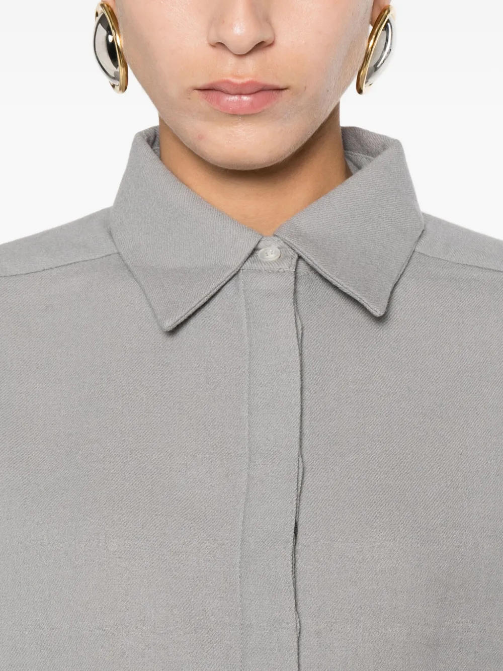 Marella Livia Button-down Cropped Shirt In Gray
