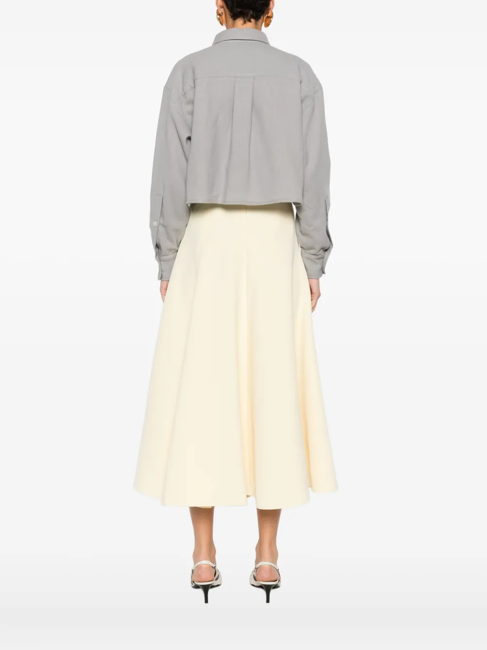 Marella Livia Button-down Cropped Shirt In Gray