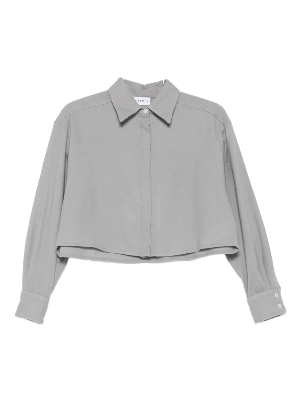 Marella Livia Button-down Cropped Shirt In Gray