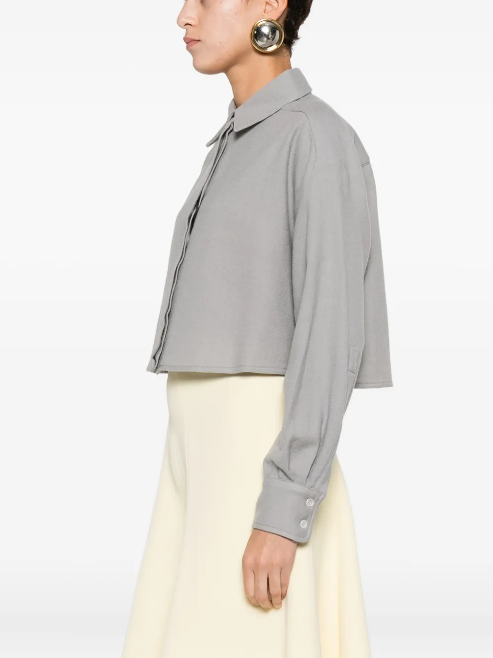 Marella Livia Button-down Cropped Shirt In Gray