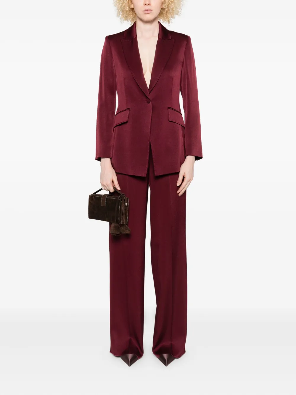 Marella single-breasted satin jacket Rood