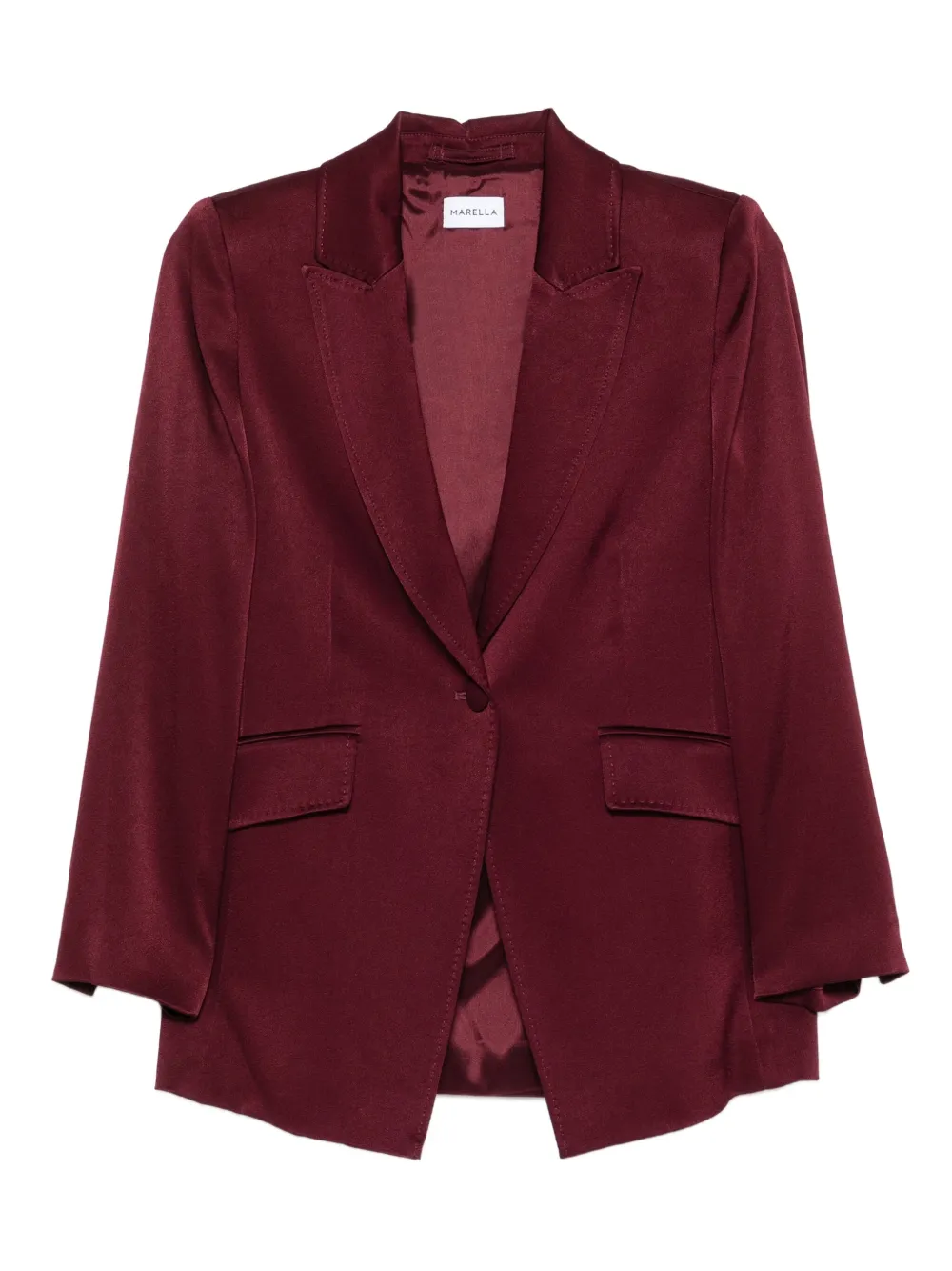 Cognac single-breasted satin blazer