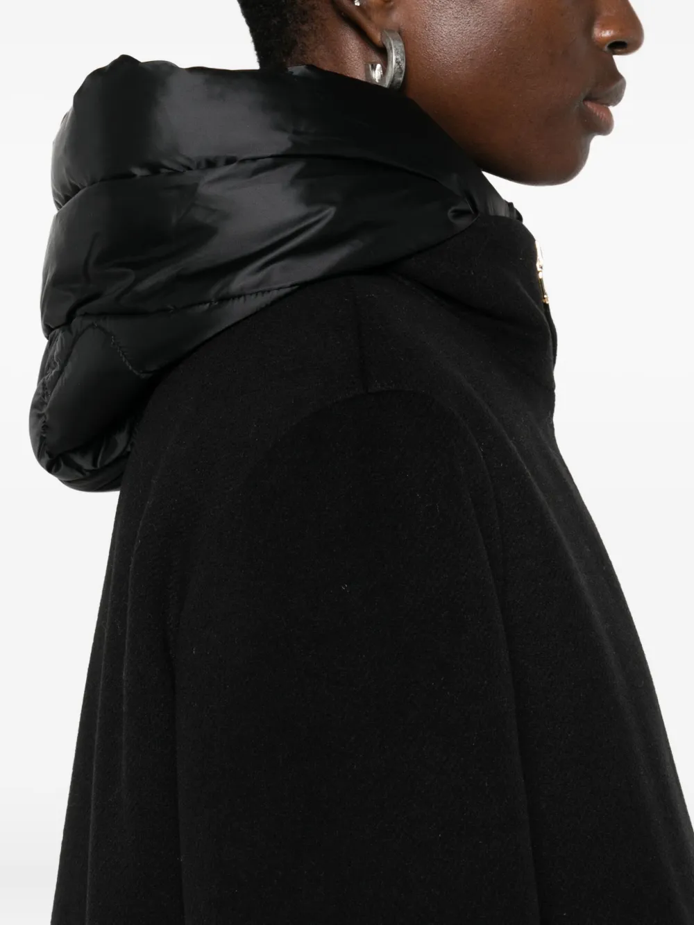 Marella Amore Quilted-panel Hooded Coat In Black