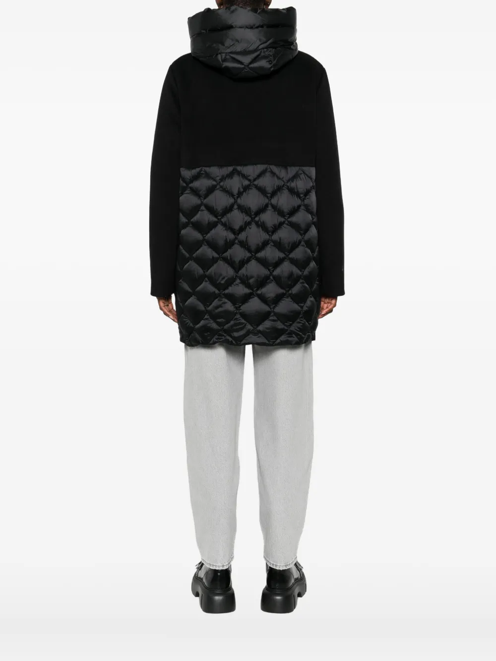 Marella Amore Quilted-panel Hooded Coat In Black