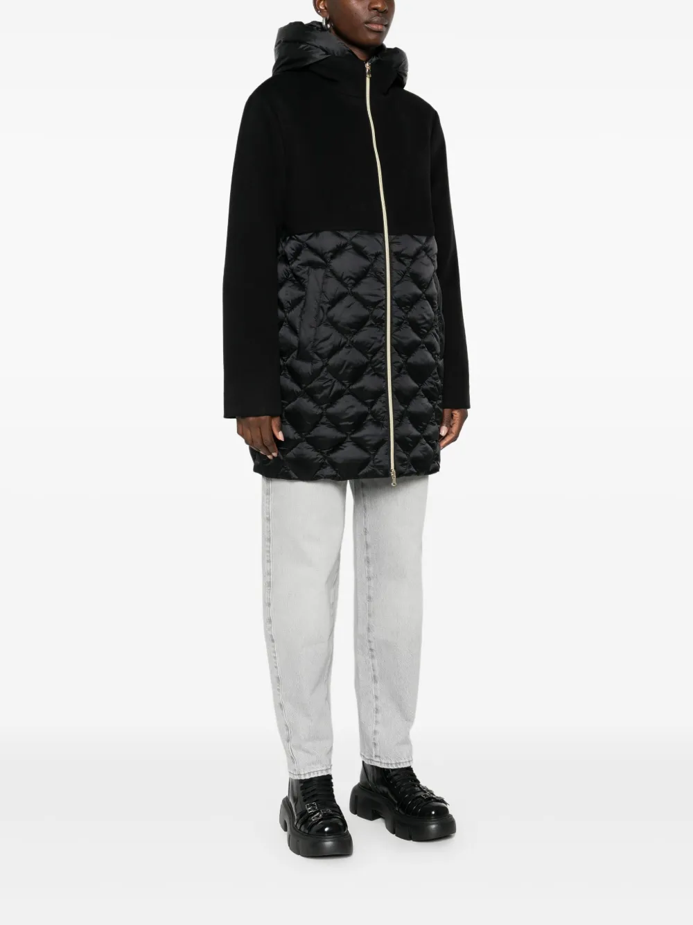 Marella Amore jas met capuchon en gewatteerd vlak Zwart