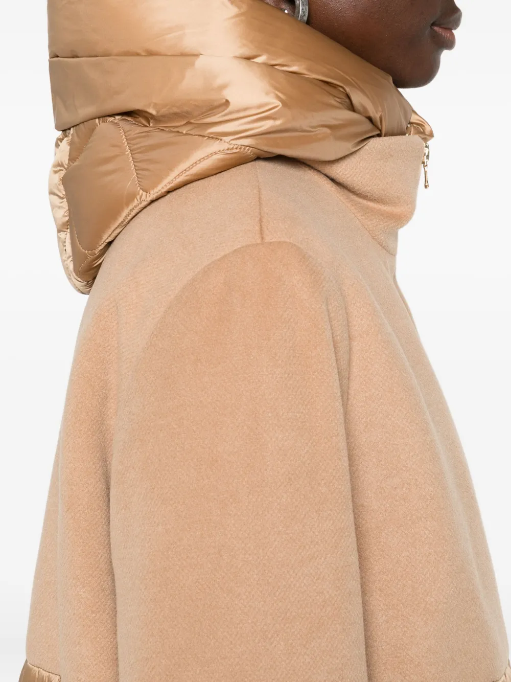 Marella Quilted-panel Hooded Coat In Brown