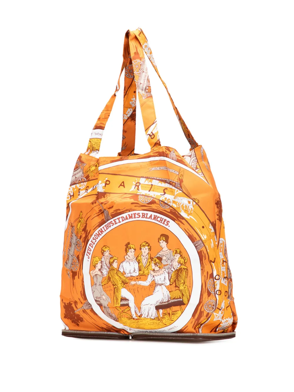 Pre-owned Hermes 2007 Jeu Des Omnibus Et Dames Blanches Silky Pop Tote Bag