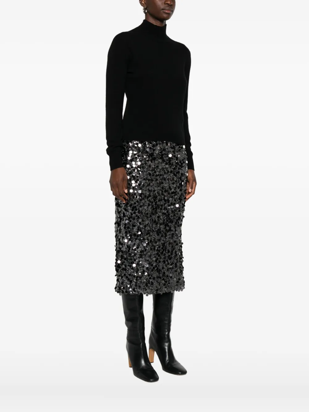 Marella High-neck Long-sleeve Sweater In Black
