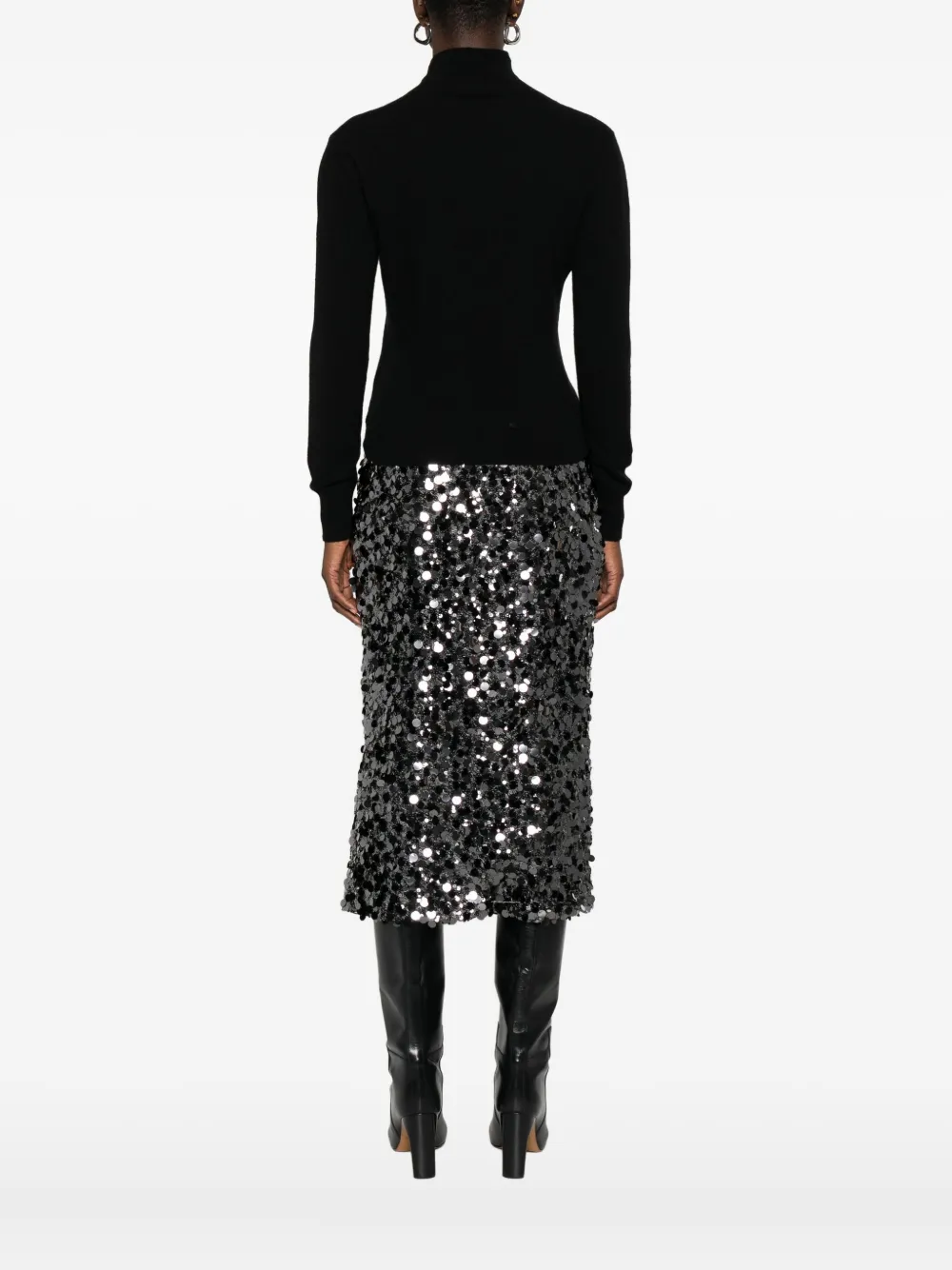 Marella High-neck Long-sleeve Sweater In Black