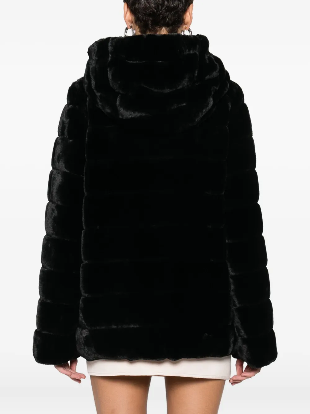 Marella Hooded Faux-fur Jacket In Black