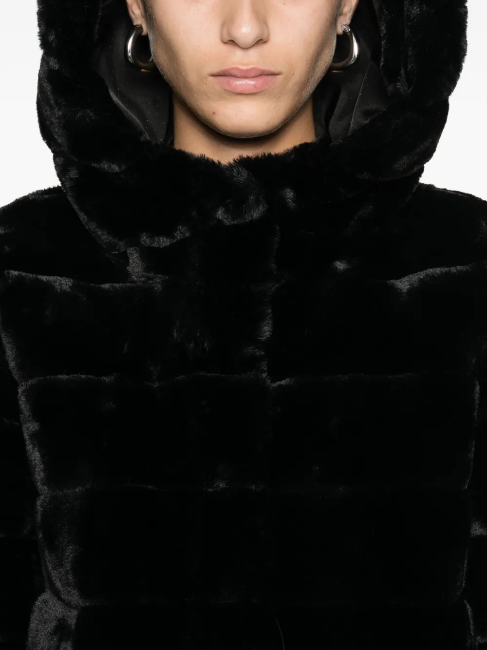 Marella Hooded Faux-fur Jacket In Black