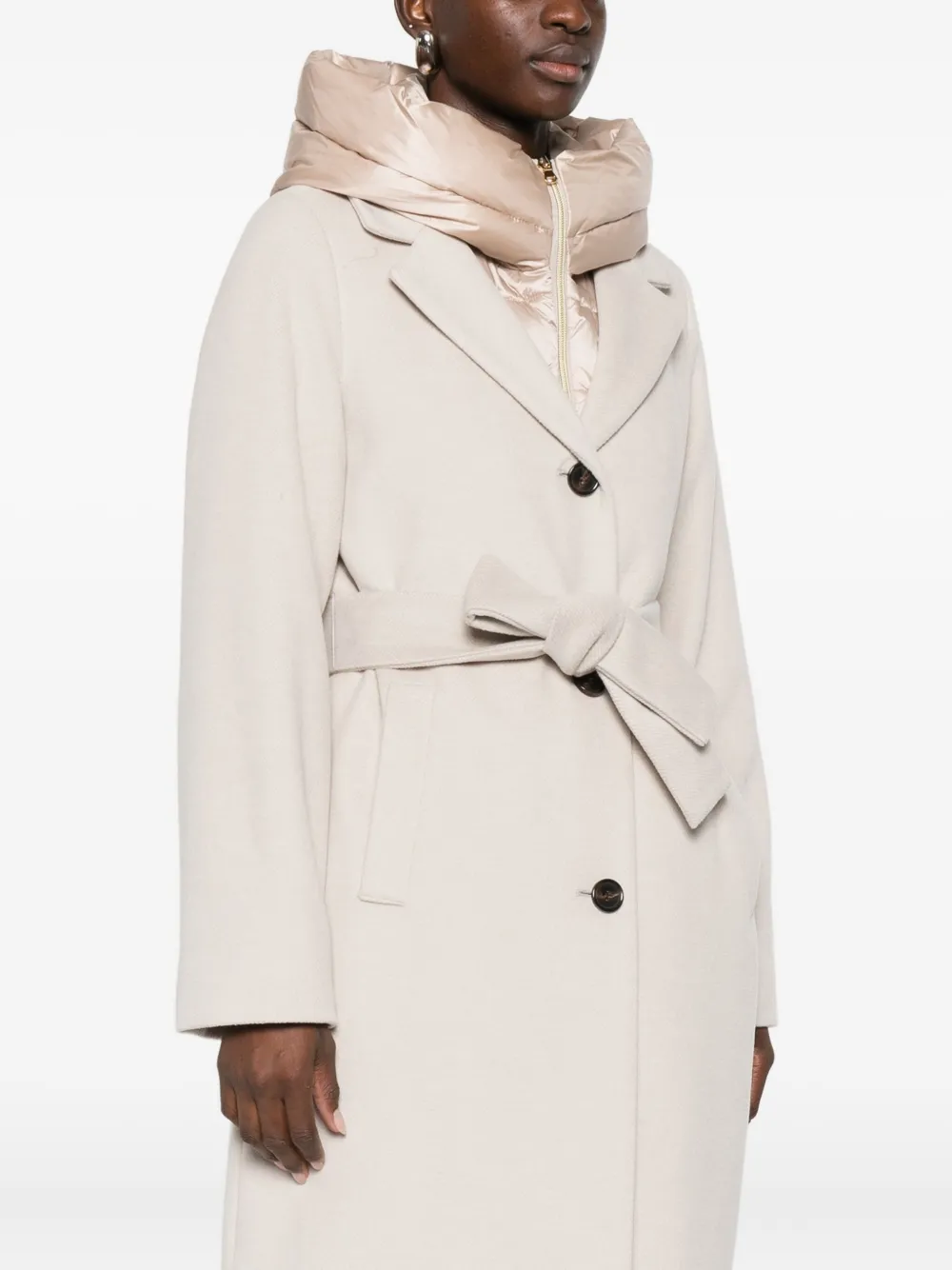 Marella Desiderio Hooded Single-breasted Coat In Neutral