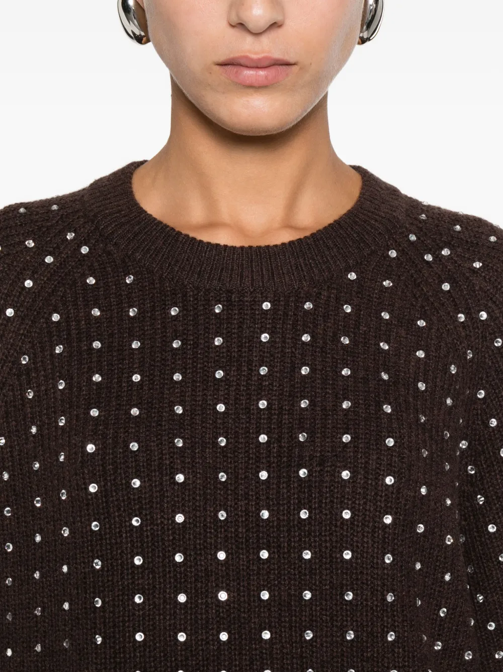 Marella Verfraaide trui met ronde hals Bruin