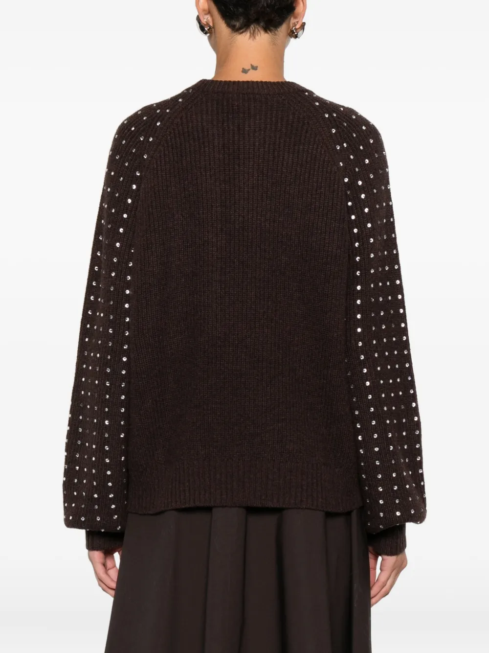 Marella Verfraaide trui met ronde hals Bruin