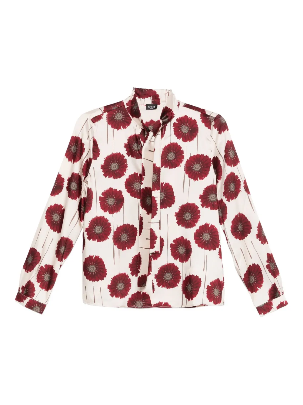 floral-print tie-neck shirt