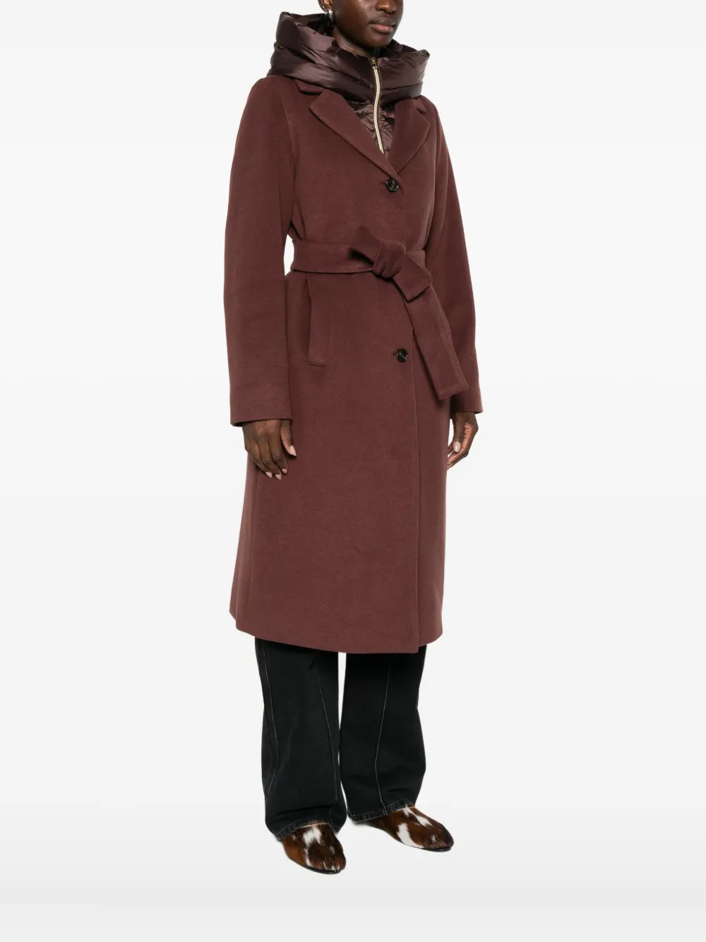Marella Desiderio Belted Single-breasted Coat In Brown