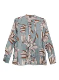 Marella leaf-print ruffled shirt - Blue