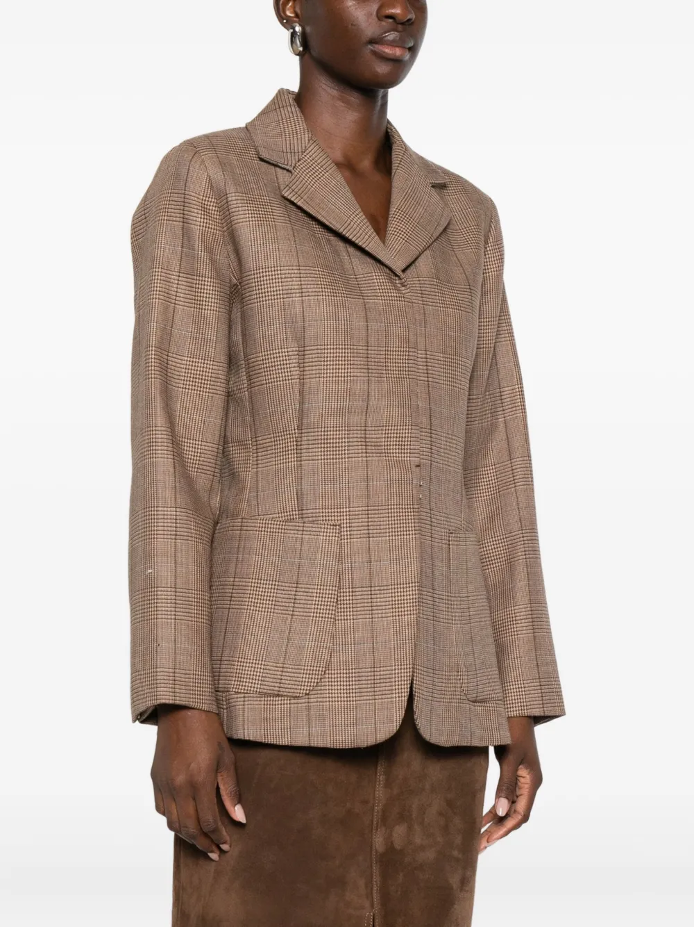 Marella Glauco Check-pattern Blazer In Brown