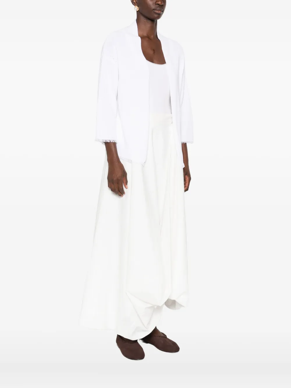 Kangra Cashmere Frayed-edge Cardigan In White