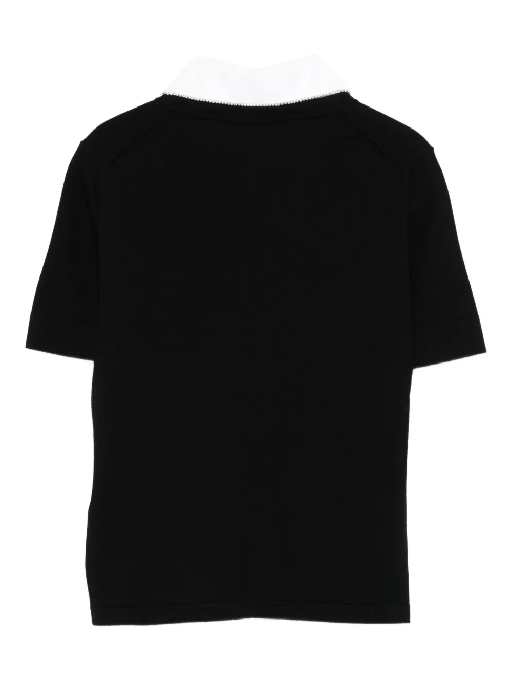 Marella embellished-collar short-sleeve top Zwart