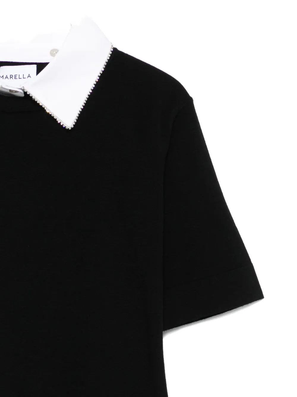 Marella embellished-collar short-sleeve top Zwart