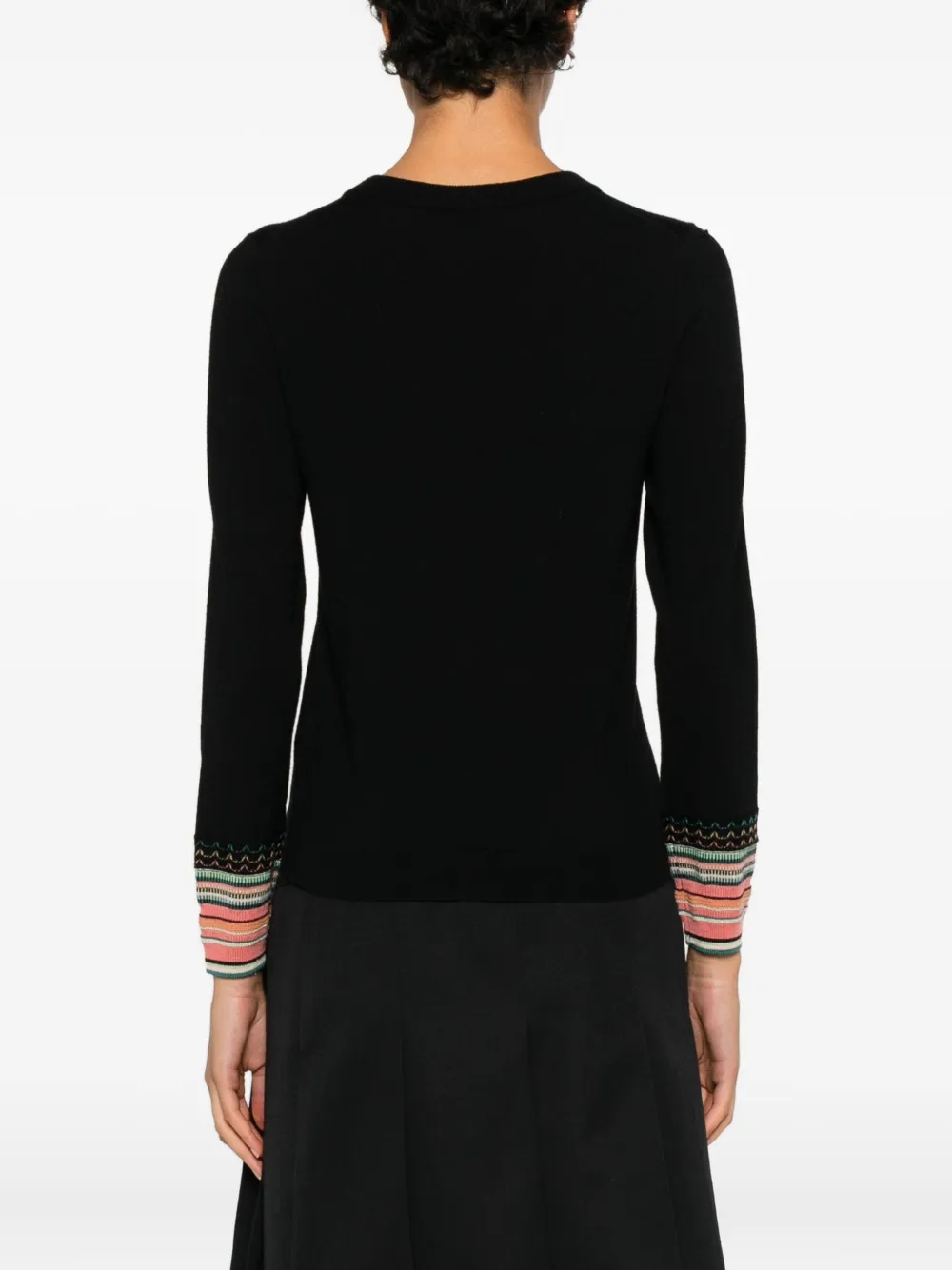 Ps By Paul Smith Striped Cuff Sweater In Black