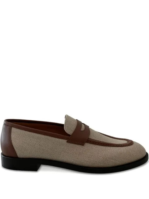 Loro Piana Sergio leather-trimmed canvas loafers