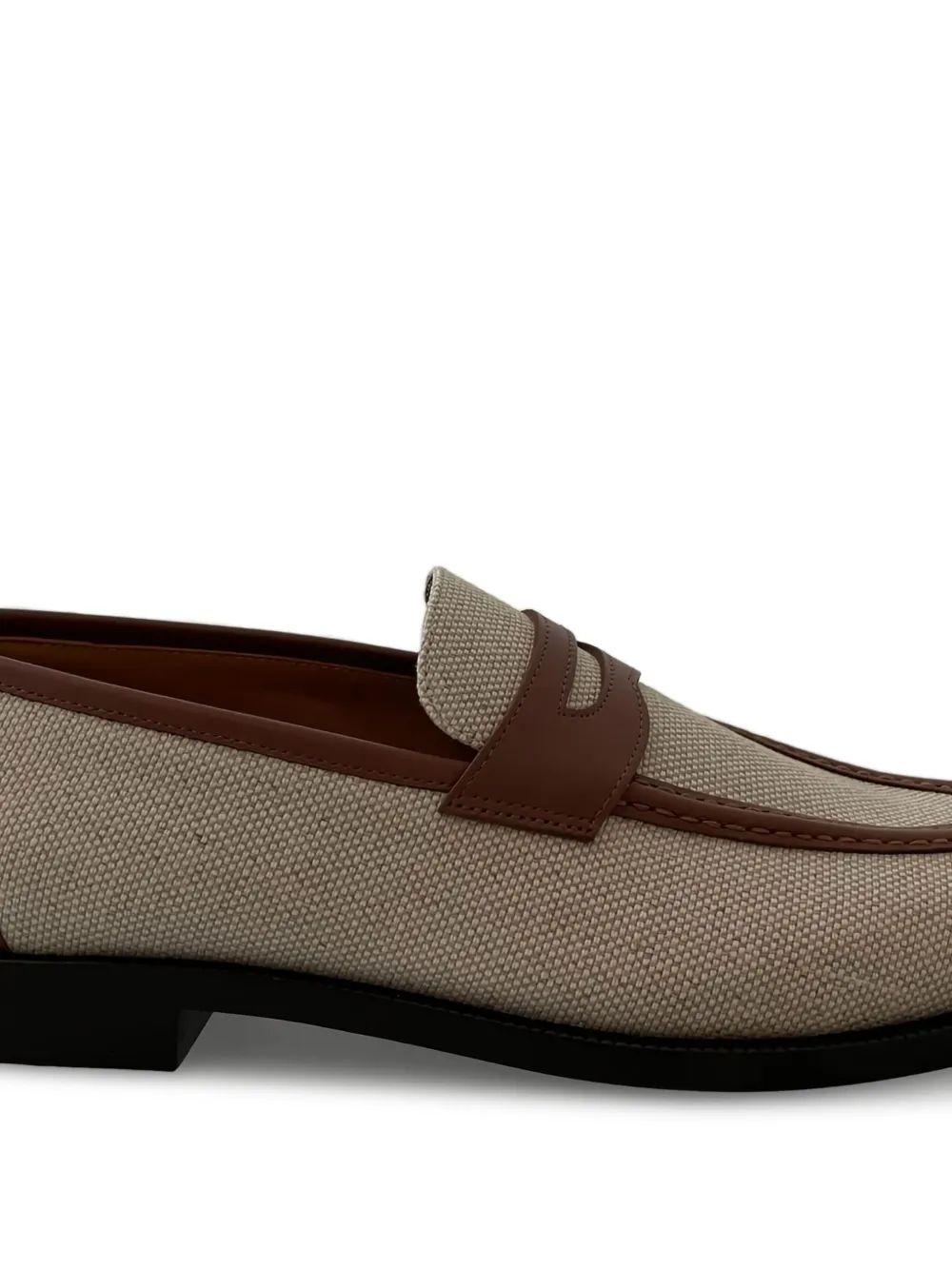 Loro Piana Sergio leather-trimmed canvas loafers Brown