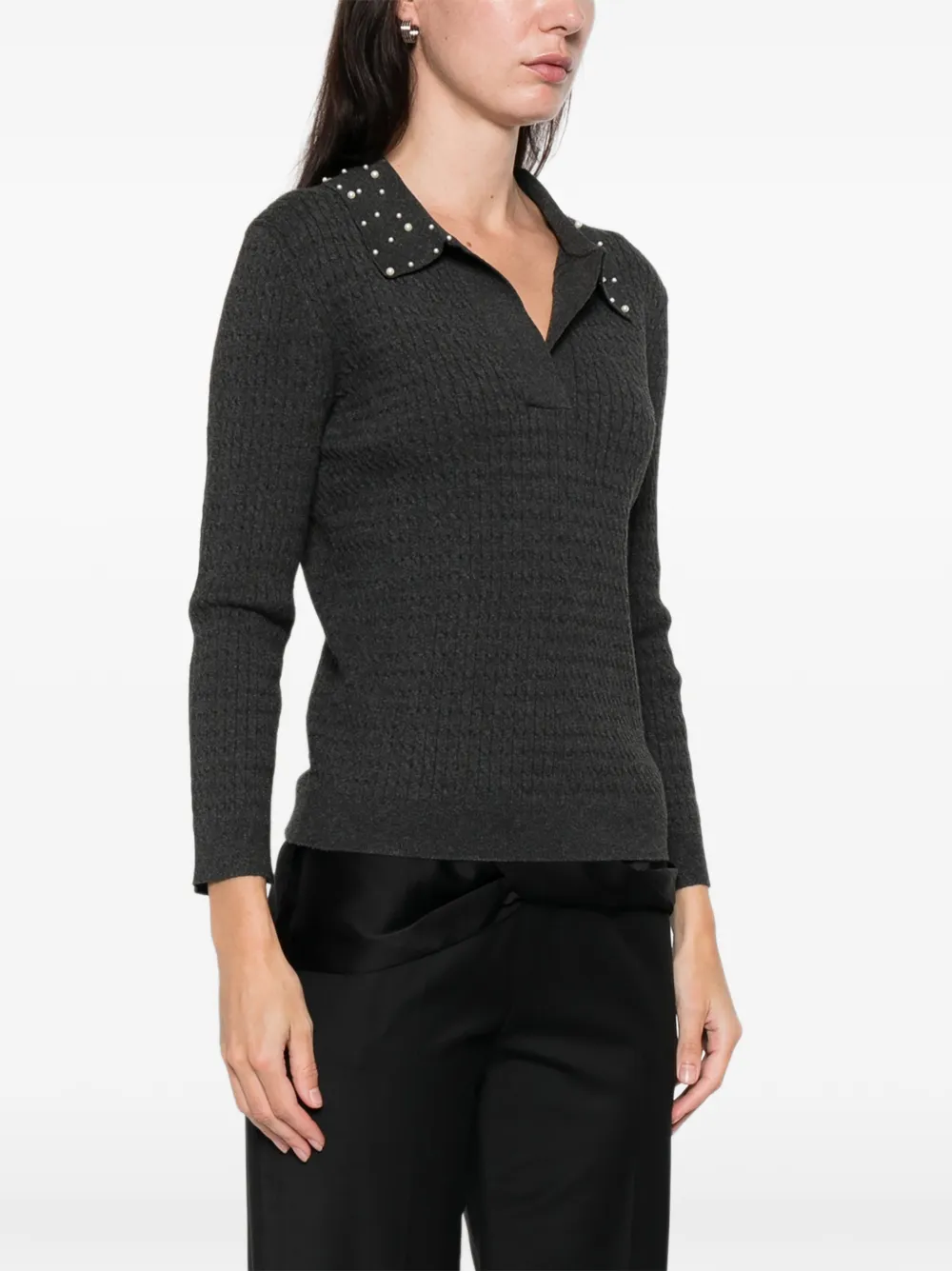 Marella Embellished-collared Sweater In Gray