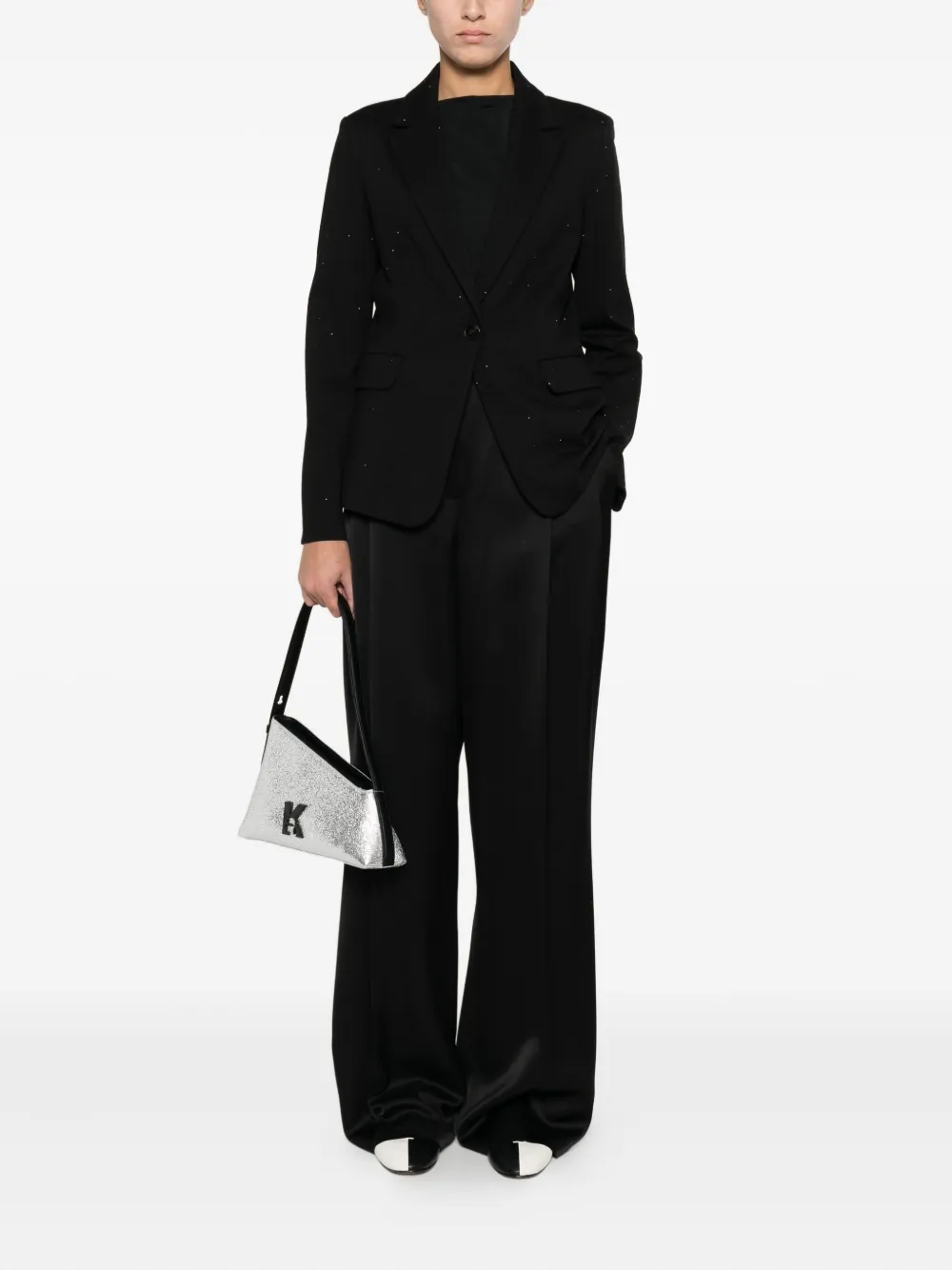 Marella Lince Rhinestone-embellished Blazer In Black