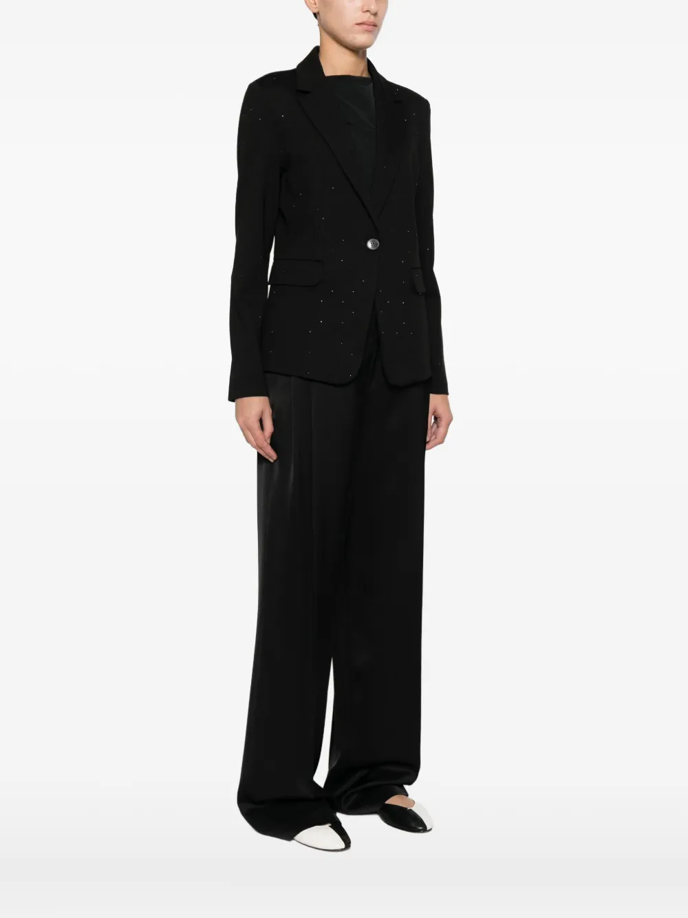 Marella Lince Rhinestone-embellished Blazer In Black