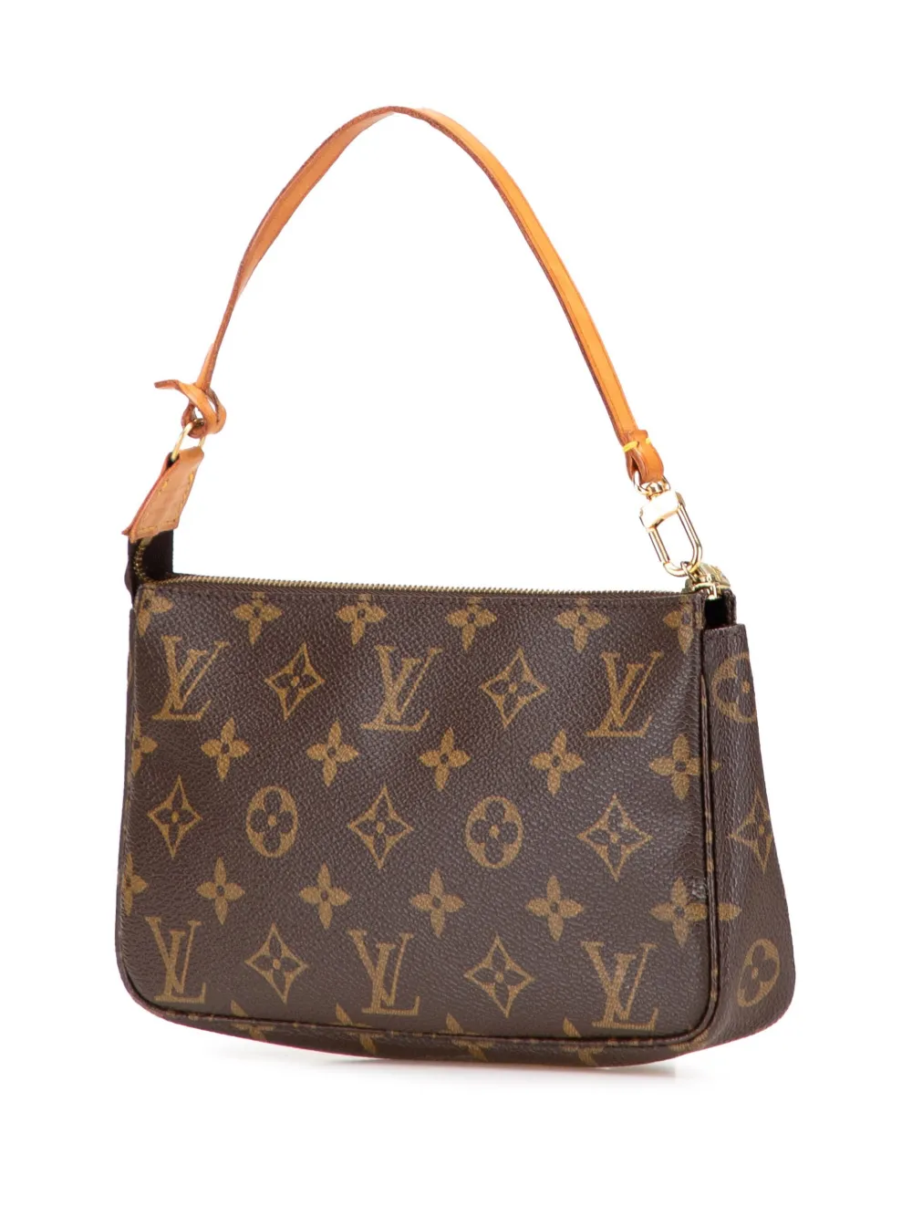 Pre-owned Louis Vuitton 1998 Monogram Pochette Accessoires Shoulder Bag In Brown